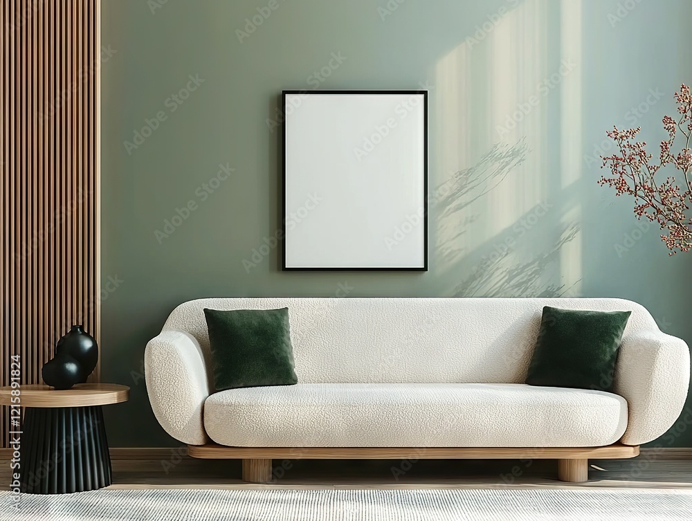 Wall mural Stylish home interior design showcase modern living room minimalist lifestyle serene environment bright view