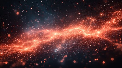 Obraz premium Cosmic Nebula: A Celestial River of Orange and Teal