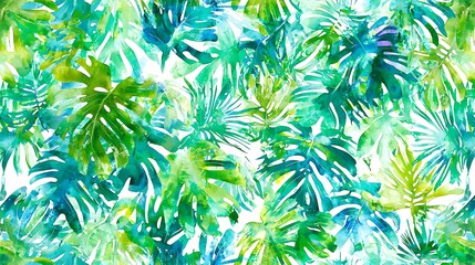 Tropical watercolor leaf seamless pattern design
