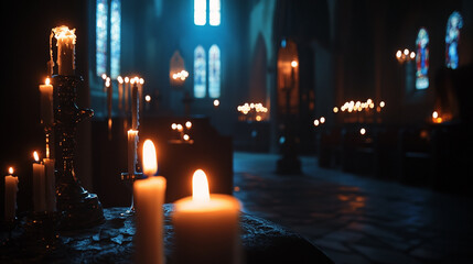 Celebrating Candlemas in a dimly lit cathedral filled with flickering candles