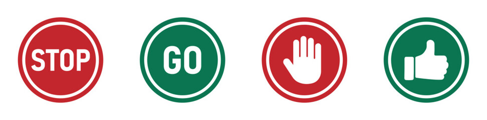 Obraz premium Stop sign and go sign vector illustrations. Stop and go icon concepts