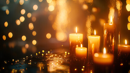 Candlemas celebration with glowing candles illuminating a festive atmosphere