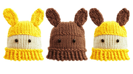 Cute Knitted Wool Hats Inspired by Animal Themes Generative AI