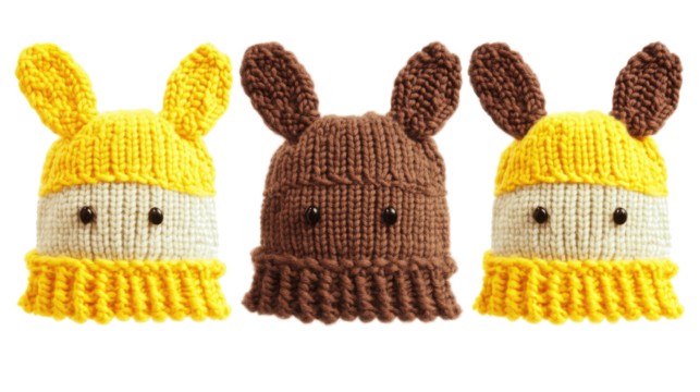 Cute Knitted Wool Hats Inspired by Animal Themes Generative AI