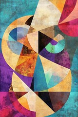 Fototapeta premium Vivid Geometric Shapes and Intersecting Lines with Circles on a Colorful Abstract Background