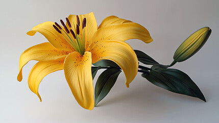 Yellow Lily Flower: Close-up Photography of a Vibrant Bloom