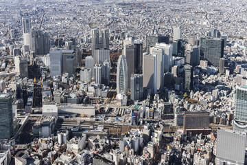 Fototapeta premium 東京都心 空撮映像 新宿 東京都庁 