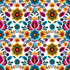 Flowers embroidery seamless pattern