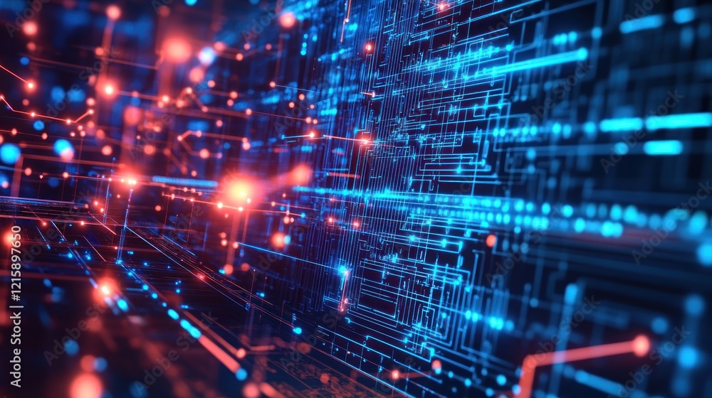 Aufkleber abstract digital network: futuristic technology and data flow visualization