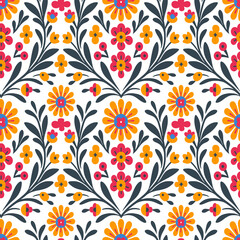 Flowers embroidery seamless pattern