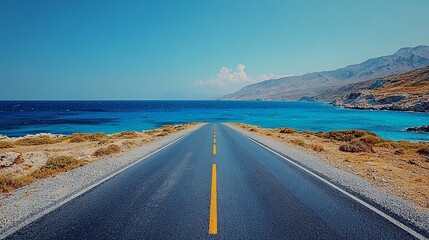 Fototapeta premium Coastal Road Trip: Azure Ocean Meets Asphalt