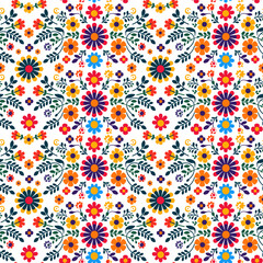 Flowers embroidery seamless pattern