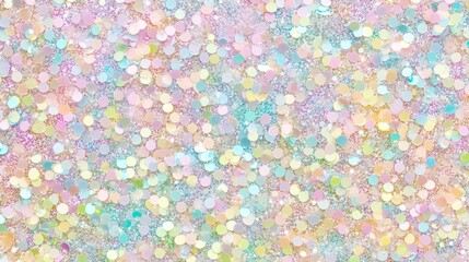 A shimmering pastel confetti pattern with overlapping circles and sparkling texture
