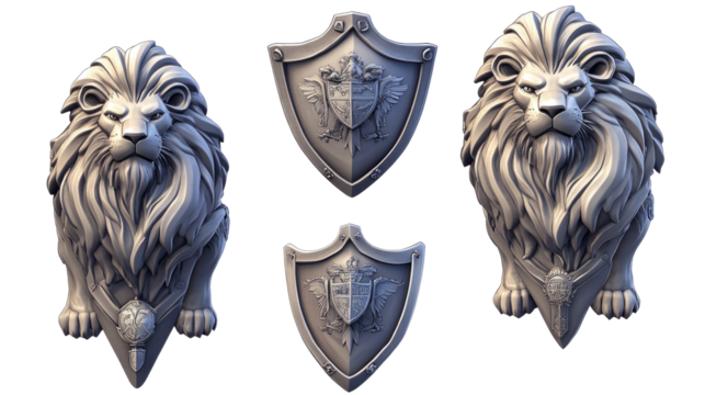 Lions as Heraldic Mascots in Collection Generative AI