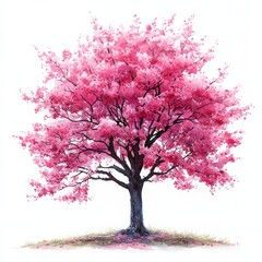 Vibrant Cherry Blossom Tree in Full Bloom with Pink Flowers