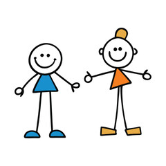 Cartoon-doodle-stick-figures are simple, minimalistic drawings with basic lines and shapes. Often expressive and playful, they convey emotions or actions with little detail.