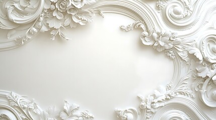 Elegant White Floral Plasterwork Design Background
