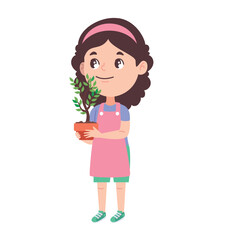Girl Holding Small Tree