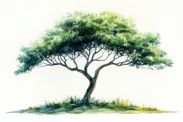 Beautiful Artistic Illustration of a Tree in Natural Green Colors