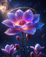 cosmic magnolia flower, created by generative ai