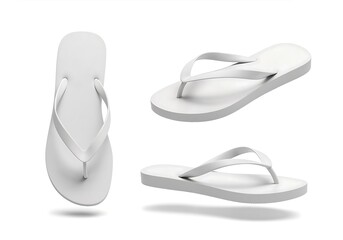 Fototapeta premium Simple White Flip Flops Summer Beach Sandals