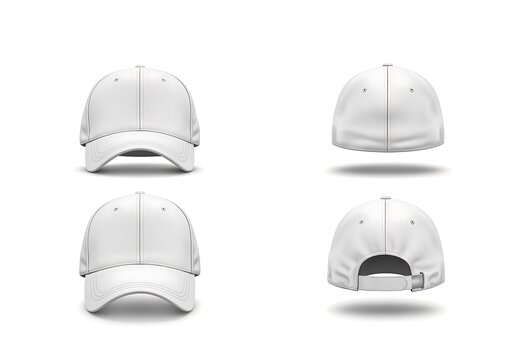 Blank White Baseball Cap Mockup Views for Design