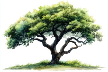 Fototapeta premium Majestic Green Tree with Lush Foliage and Twisted Branches in Nature