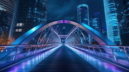 Fototapeta premium Futuristic Night Bridge in a Modern Cityscape