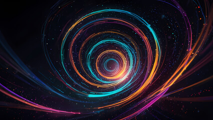Obraz premium Neon Light Swirl: Abstract Vortex Illustration
