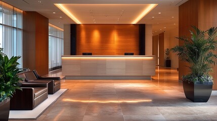 Modern interior design of a serene reception area 