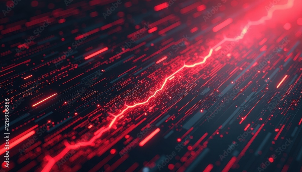 Poster mesmerizing digital abstract background illuminated by red and yellow lights