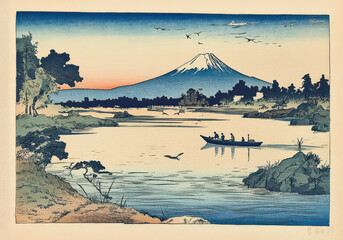 浮世絵（Ukiyoe）／富士山が見える風景