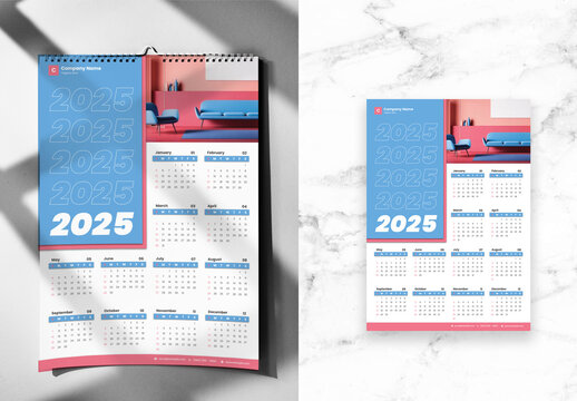 Pink And Blue Calendar