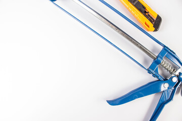 wrenches screwdrivers and tools on a white background with space for text