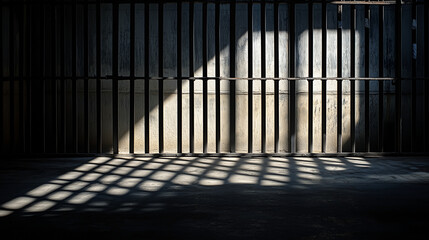 A steel barrier with shadows casting