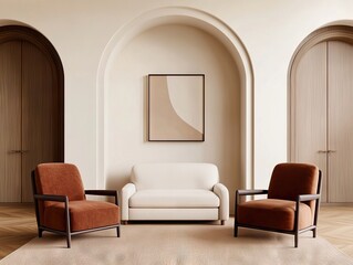 Fototapeta premium Modern home interior design stylish lifestyle inspiration for cozy living rooms in minimalist environments