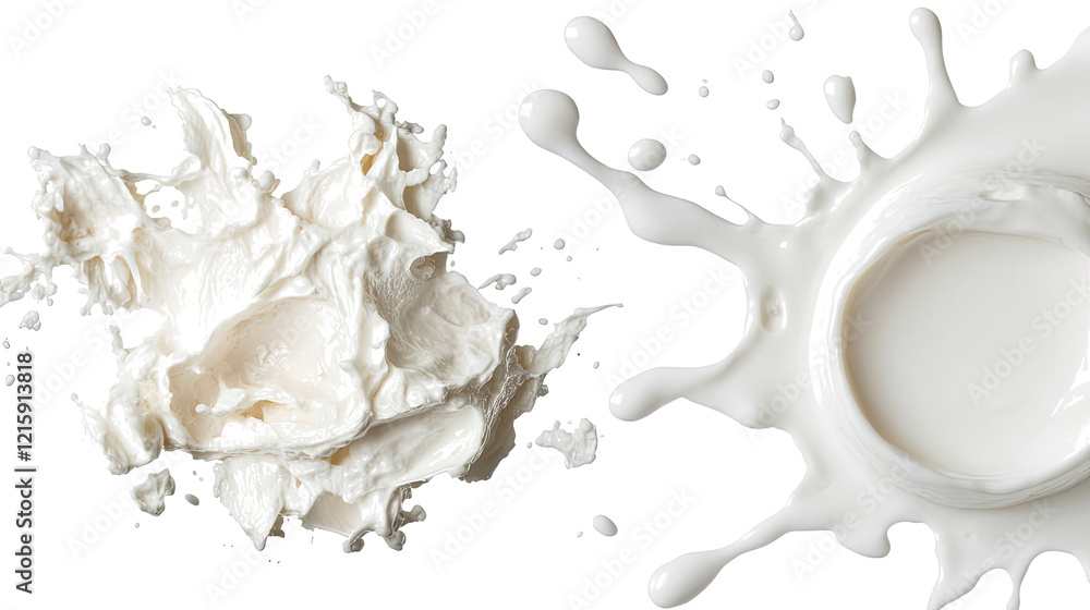 Poster milk and cream on transparent background generative ai