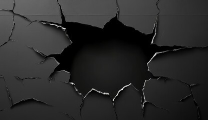 Cracked dark surface with hole.
