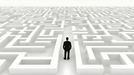 3D Illustration: Business Maze Challenge