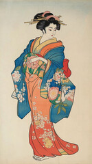浮世絵（Ukiyoe）／美人画　美女　着物　anime　イラスト