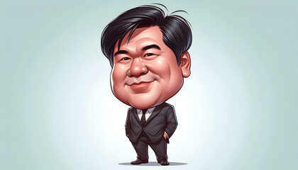 full body caricature of a 40 year old man