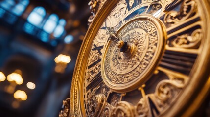 Antique Clock Face: A Golden Masterpiece of Time
