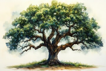 Majestic Oak Tree Illustrating Nature's Timeless Beauty and Strength