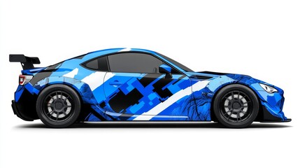 Obraz premium Abstract background blue racing sports car for the design of sticker wrap and vehicle livery