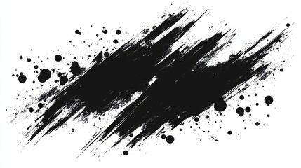 Rough, scratch, splatter grunge pattern design. Dry brush strokes. Overlay texture. Faded black - white dyed paper texture. Sketch design. Use for poster, cover, banner, mock-up, stickers layout.