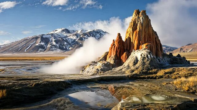 El Tatio Geyser and Andes Mountains in Chile