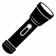 Simple Flashlight Silhouette Vector in Black and White