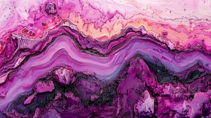 Abstract Purple and Pink Swirl Ink Painting Fluid Acrylic Texture Background
