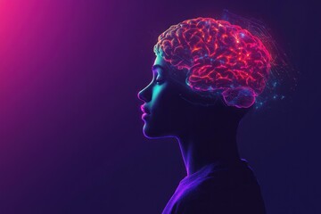 Obraz premium The Illuminated Mind: A Digital Portrait of Consciousness