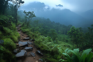 On the steep mountain trail, the hiker's breath was a challenge